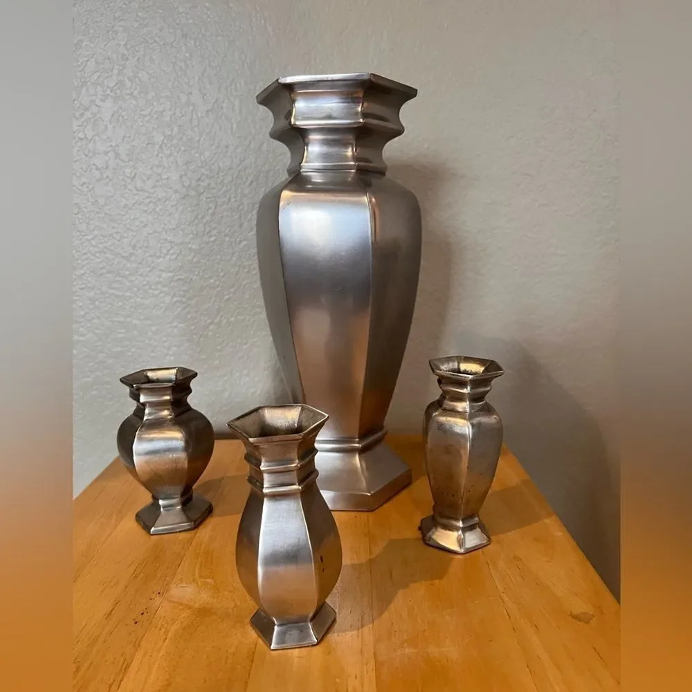 Vintage Pottery Barn Silver Vase Collection
